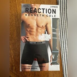 New Kenneth Cole 3 Pack Reaction Black Boxer Briefs Large